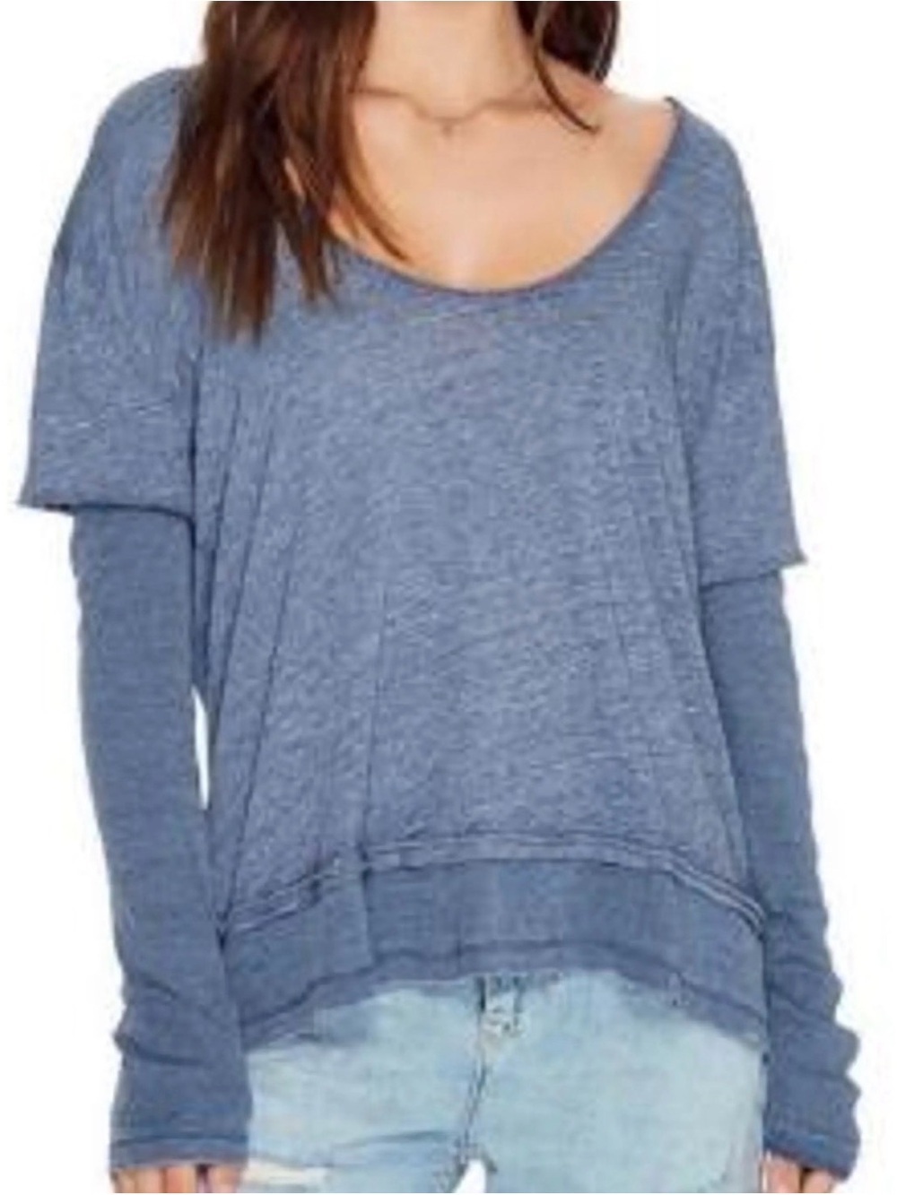 Free People We the Free Magic Layered-Style Long Sleeve Top - Blue S